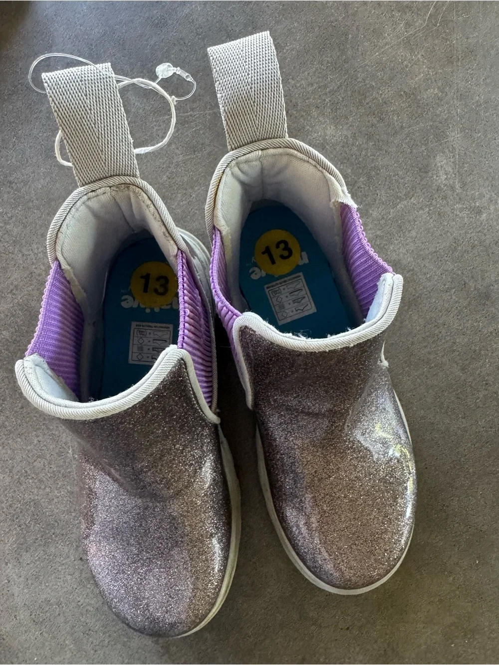 Daughter wore once. Native purple sparkle Kensington rain boot Chelsea